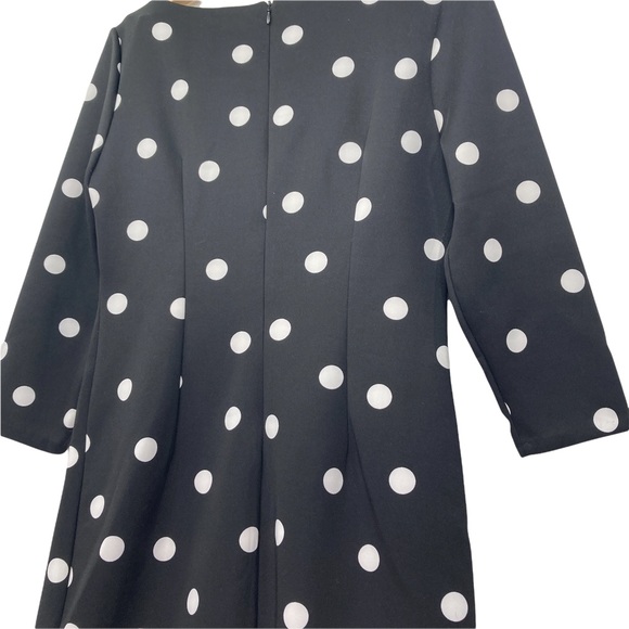 Worthington Womens Dress 3/4 Sleeve Black/White Polka Dot Size 10 Round Neck - Picture 4 of 11